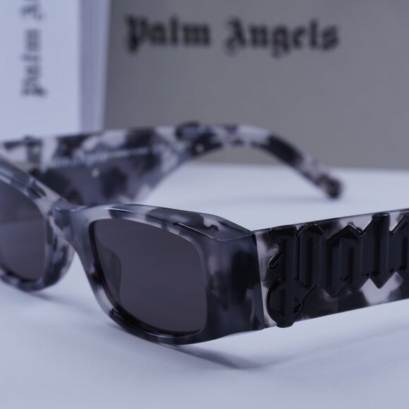 Palm Angels PERI007 ANGEL 1307 Rectangle Sunglasses - Havana/Dark Grey - Picture 4 of 11